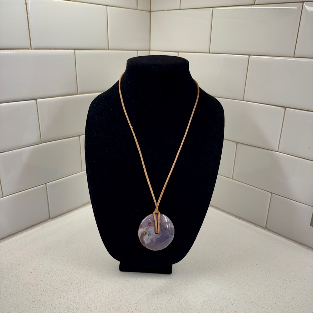 Amethyst Stone Donut Necklace - Picture 3 of 6